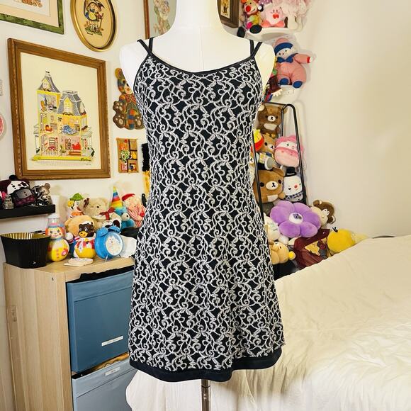 Byer Too Vtg 90s Y2K Mini Strap Dress Stretch M Whimsygoth Romantic Goth USA EUC - Picture 2 of 10